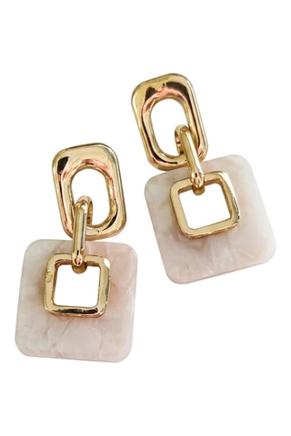 Boucles d'oreilles pendantes - Laiton plaqué or & émail blanc