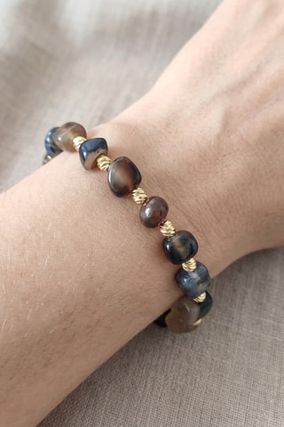 Bracelet - Plaqué or jaune et agates