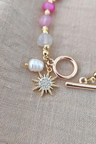 Bracelet - Plaqué or jaune et agates