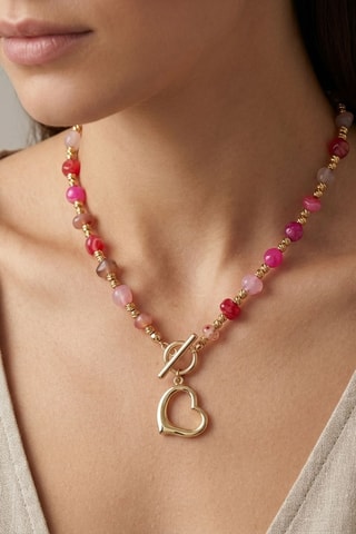 Collier - Plaqué or jaune et agates