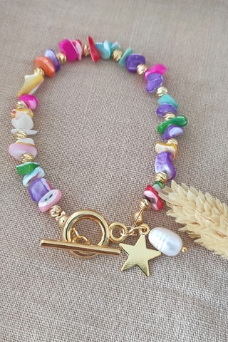 Bracelet - Plaqué or jaune et nacre