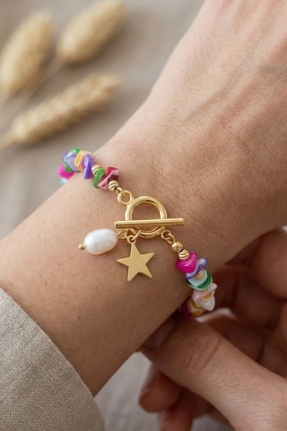 Bracelet - Plaqué or jaune et nacre