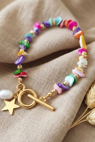 Bracelet - Plaqué or jaune et nacre