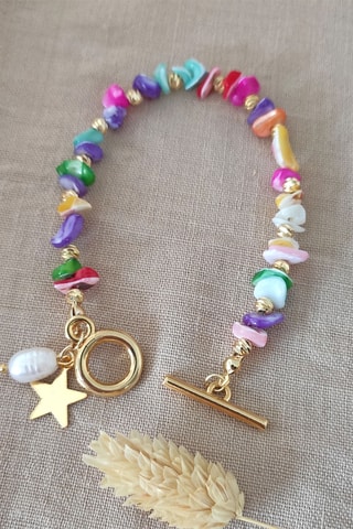 Bracelet - Plaqué or jaune et nacre