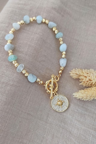 Bracelet - Plaqué or jaune et agates