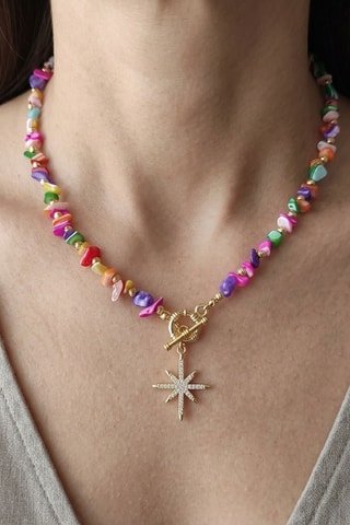 Collier - Plaqué or jaune et nacre
