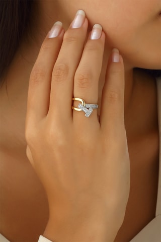 Bague - Plaqué or jaune et zircons