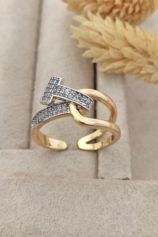Bague - Plaqué or jaune et zircons