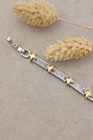 Bracelet - Plaqué argent, or jaune et zircons