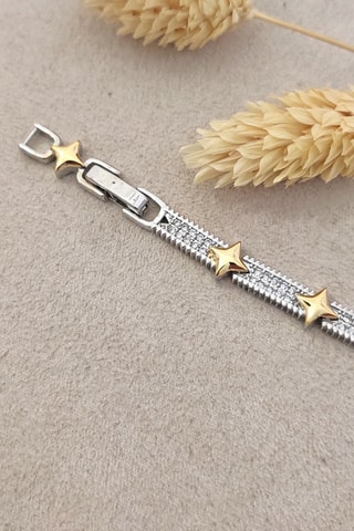 Bracelet - Plaqué argent, or jaune et zircons