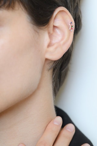 Earcuff Pétalos multicolor - Oro amarillo