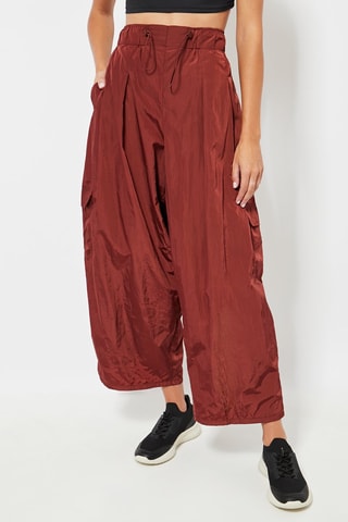Pantaloni wide legs cargo 7/8 a vita alta - Marrone