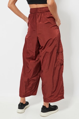 Pantaloni wide legs cargo 7/8 a vita alta - Marrone