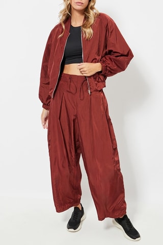 Pantaloni wide legs cargo 7/8 a vita alta - Marrone