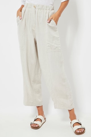 Pantaloni 7/8 in lino - Beige