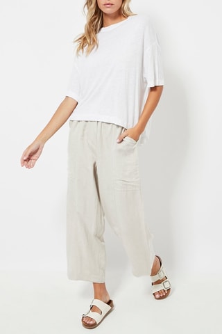 Pantaloni 7/8 in lino - Beige