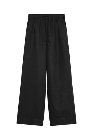 Pantaloni straight in lino - Nero