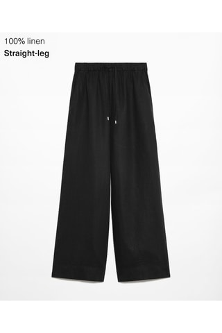 Pantaloni straight in lino - Nero