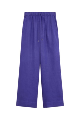 Pantaloni wide legs in lino - Blu-viola