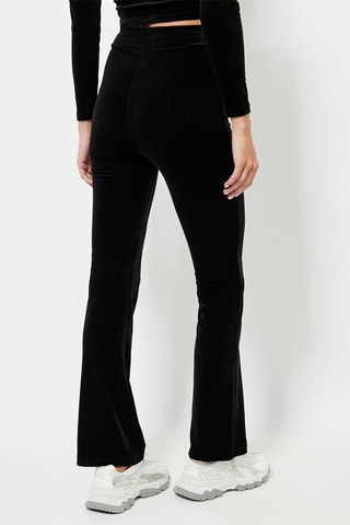 Pantaloni flare in velluto a vita alta - Nero
