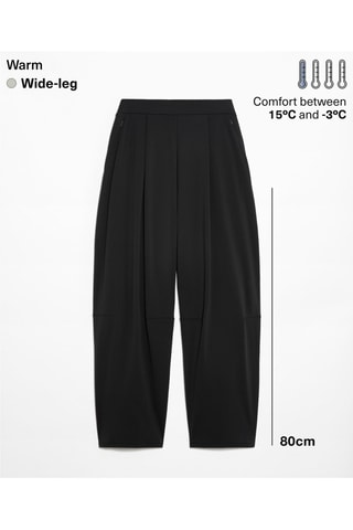 Pantaloni wide legs a vita alta - Nero