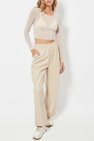 Pantaloni a vita alta - Beige