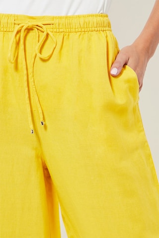 Pantaloni relaxed in lino a vita alta - Giallo