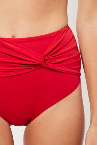 Slip bikini a vita alta - Rosso
