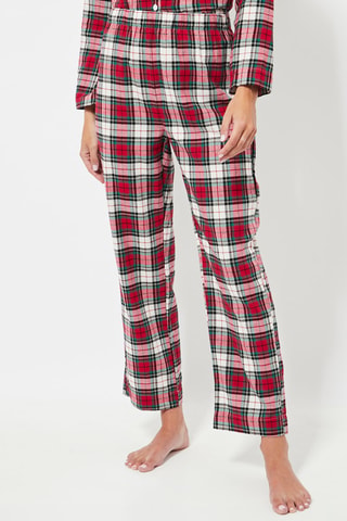 Pantaloni pigiama a vita alta - Ecrù e rosso