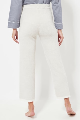 Pantaloni pigiama 7/8 in pile a vita alta - Ecrù