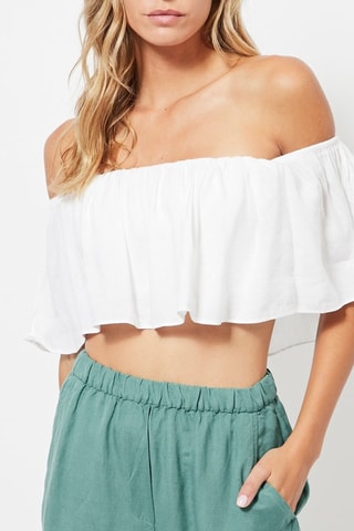 Crop top in lino - Bianco