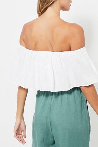 Crop top in lino - Bianco