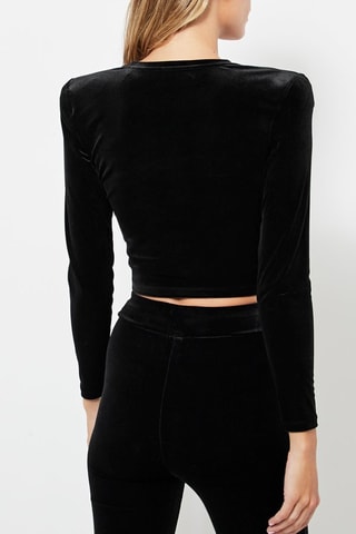 Crop top in velluto - Nero