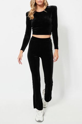 Crop top in velluto - Nero