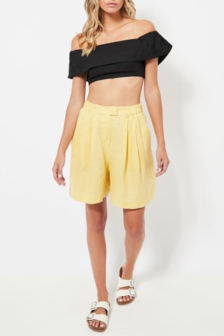 Crop top in lino - Nero