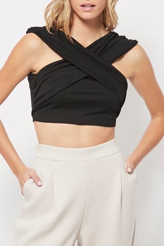 Crop top drappeggiato - Nero