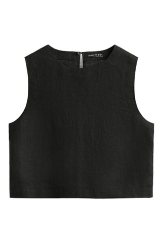 Top in lino - Nero