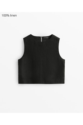 Top in lino - Nero