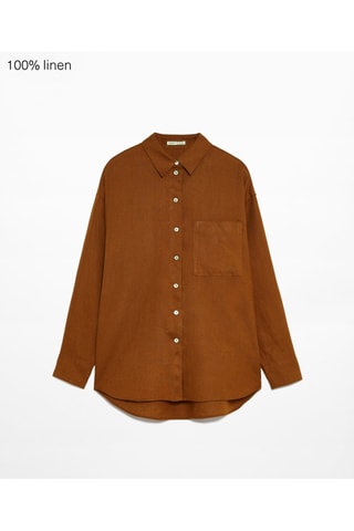 Camicia relaxed in lino - Marrone 