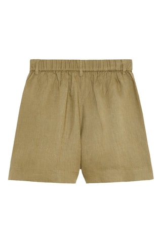Shorts in lino a vita alta - Kaki
