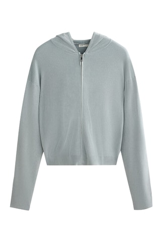 Cardigan con cappuccio - Blu-grigio