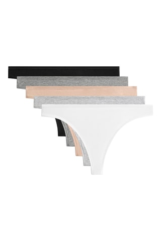 5 perizomi - Bianco e grigio chiaro melange
