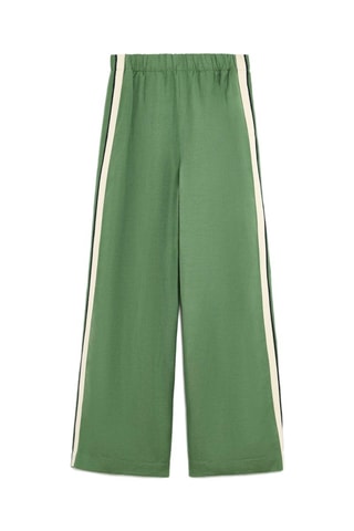 Pantaloni a vita alta in lino - Verde
