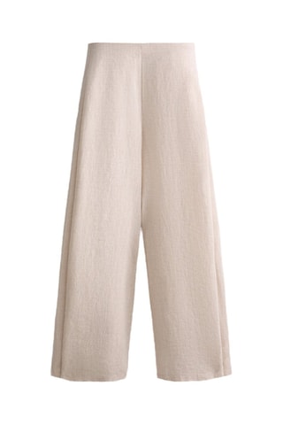 Pantaloni wide legs in lino - Beige