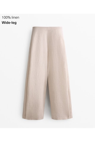 Pantaloni wide legs in lino - Beige