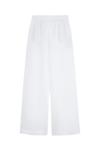 Pantaloni a vita alta in lino - Bianco