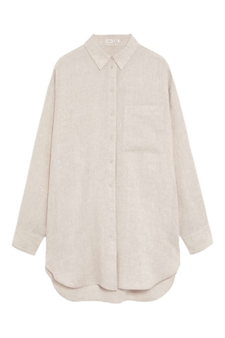 Camicia oversize in lino - Beige