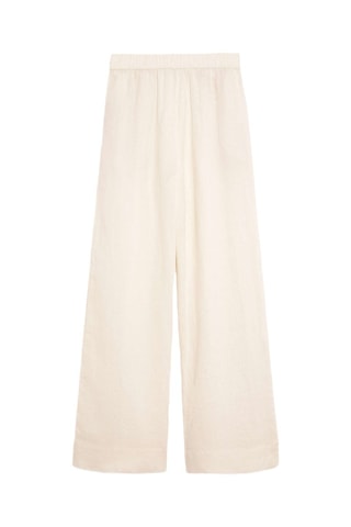 Pantaloni wide legs in lino - Ecrù