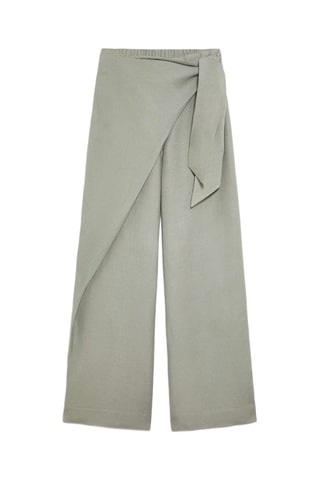 Pantaloni a vita alta in lino - Grigio 