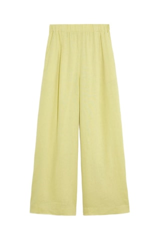 Pantaloni wide legs in lino - Giallo